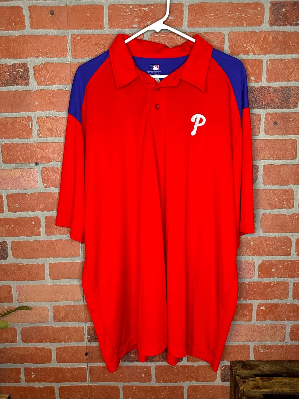 Philadelphia Phillies Mens 3XL Polo Shirt MLB Red Blue Colorblock Baseball